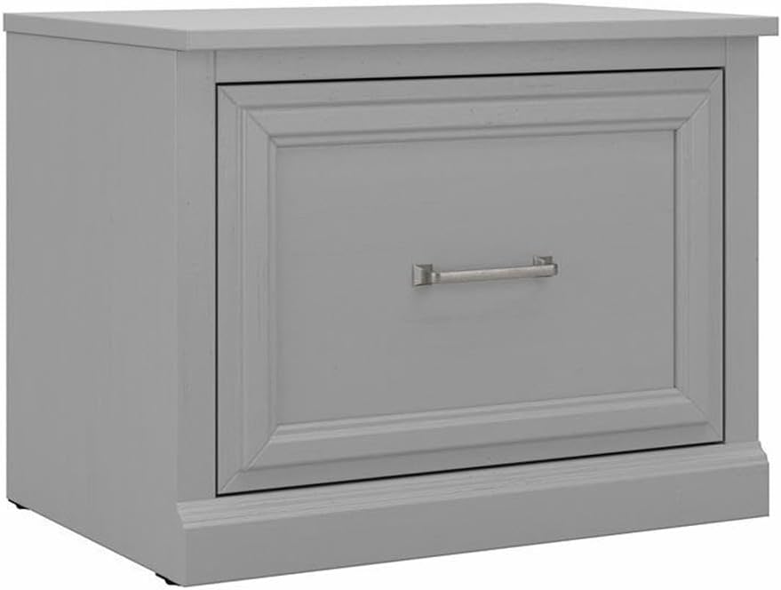 Bush Furniture Woodland 24W Small Shoe Bench with Drawer in Cape Cod Gray | Narrow Footwear Organizer for Home Entryway, Mudroom, and Foyer