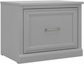 Bush Furniture Woodland 24W Small Shoe Bench with Drawer in Cape Cod Gray | Narrow Footwear Organizer for Home Entryway, Mudroom, and Foyer
