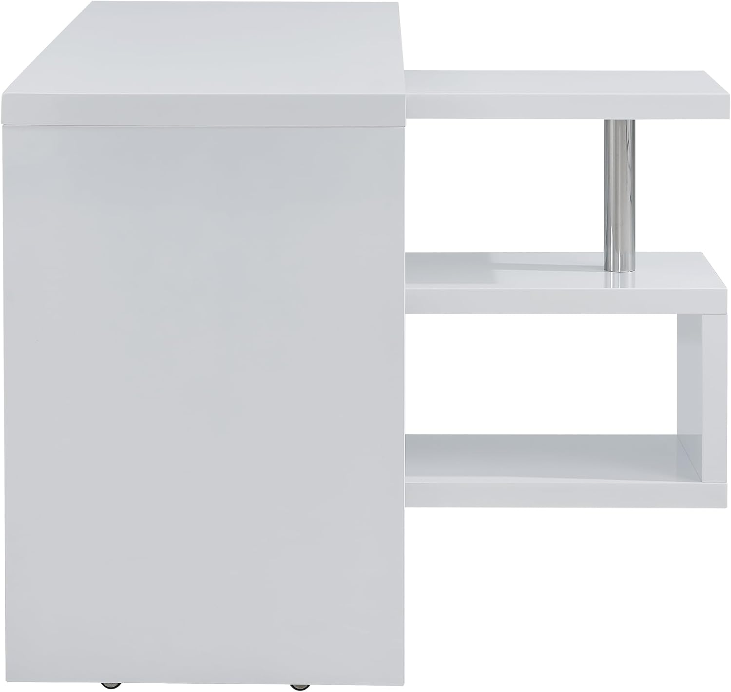 SEI Furniture Yates Multifunctional Corner/L Desk w/ Shelves, White-chrome