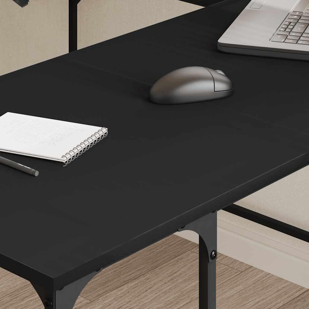 L Shaped Computer Desk with Shelves, Corner Desk L-Shaped Desk PC Desks, PC Work Table for Home Office, Black 54.7'x54.7'x29.5' Engineered Wood,-330