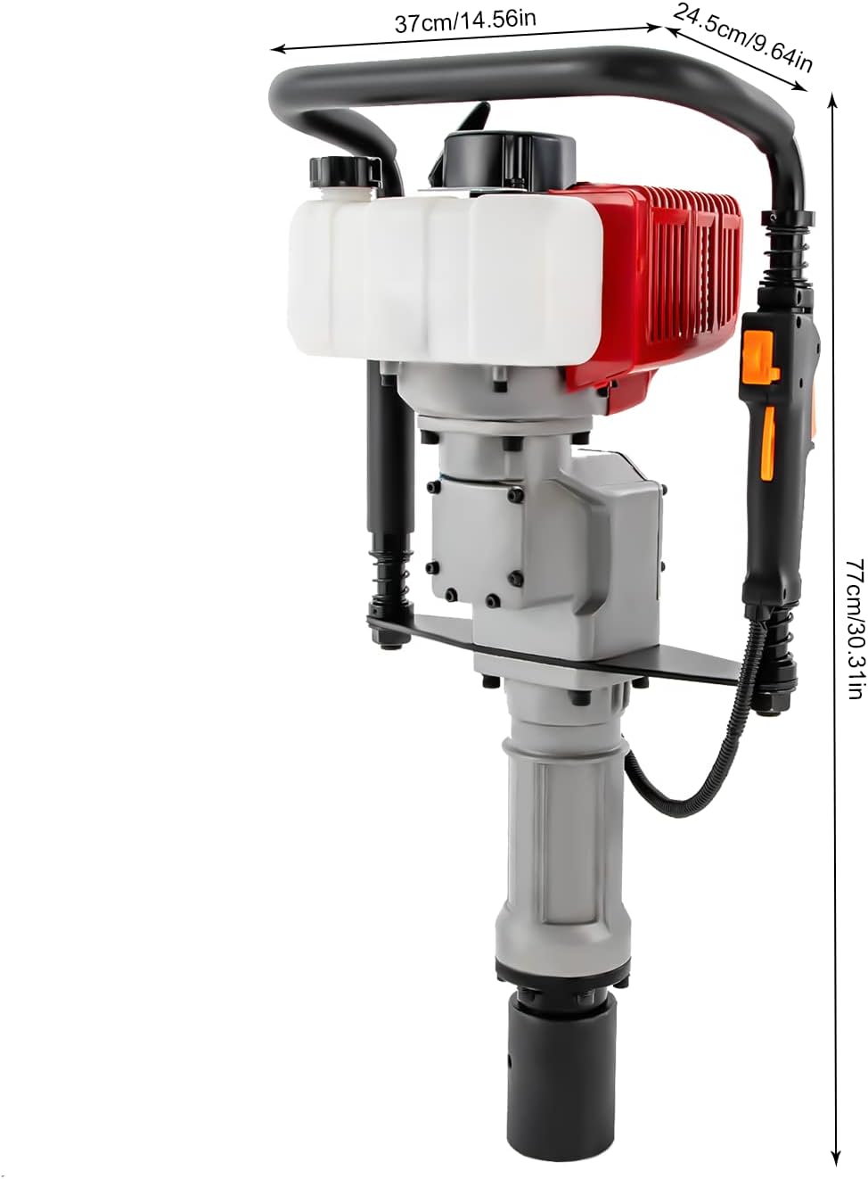 52CC 2 Stroke Gas Powered T-Post Driver, 1900W Gas Post Pounder Pile Driver, Single Cylinder Air Cooled Fence Post Driver Hammer with Hand Pull Start & 0.26 Gal Fuel Tank for Gardening Road Fencing
