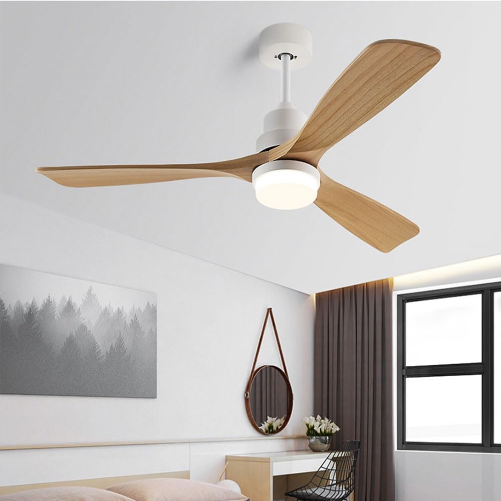 Wood Ceiling Fan with Lights Industrial Retro 42 inch Ceiling Fan with Light and Remote 3 Color Dimmable, Reversible Mute Farmhouse Ceiling Fan Outdoor Ceiling Fans for patios with Light