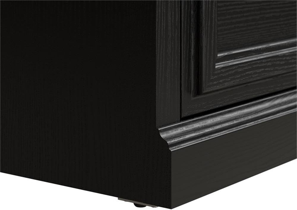 Bush Furniture Woodland 24W Small Shoe Bench with Drawer in Black Suede Oak | Narrow Footwear Organizer for Home Entryway, Mudroom, and Foyer
