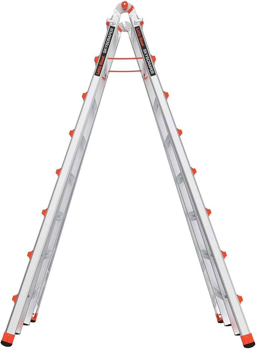 Little Giant Ladders Skyscraper M15, Adjustable Step Ladder, 8–15 Ft, Aluminum, 300 lb Capacity, Type 1A Extra Heavy Duty, 18.75-Ft Reach (10109)