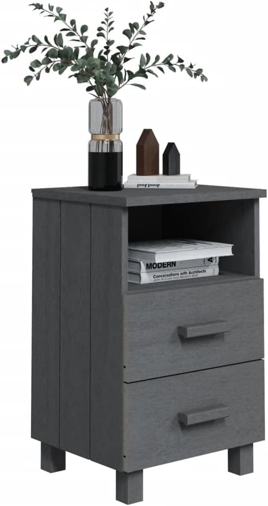 2 pcs Bedside Cabinet with Two Drawers and an Open Compartment, 24.4' Tall Bedside Table Wooden Cabinet for Home, Office, 15.7'x13.8'x24.4',-954