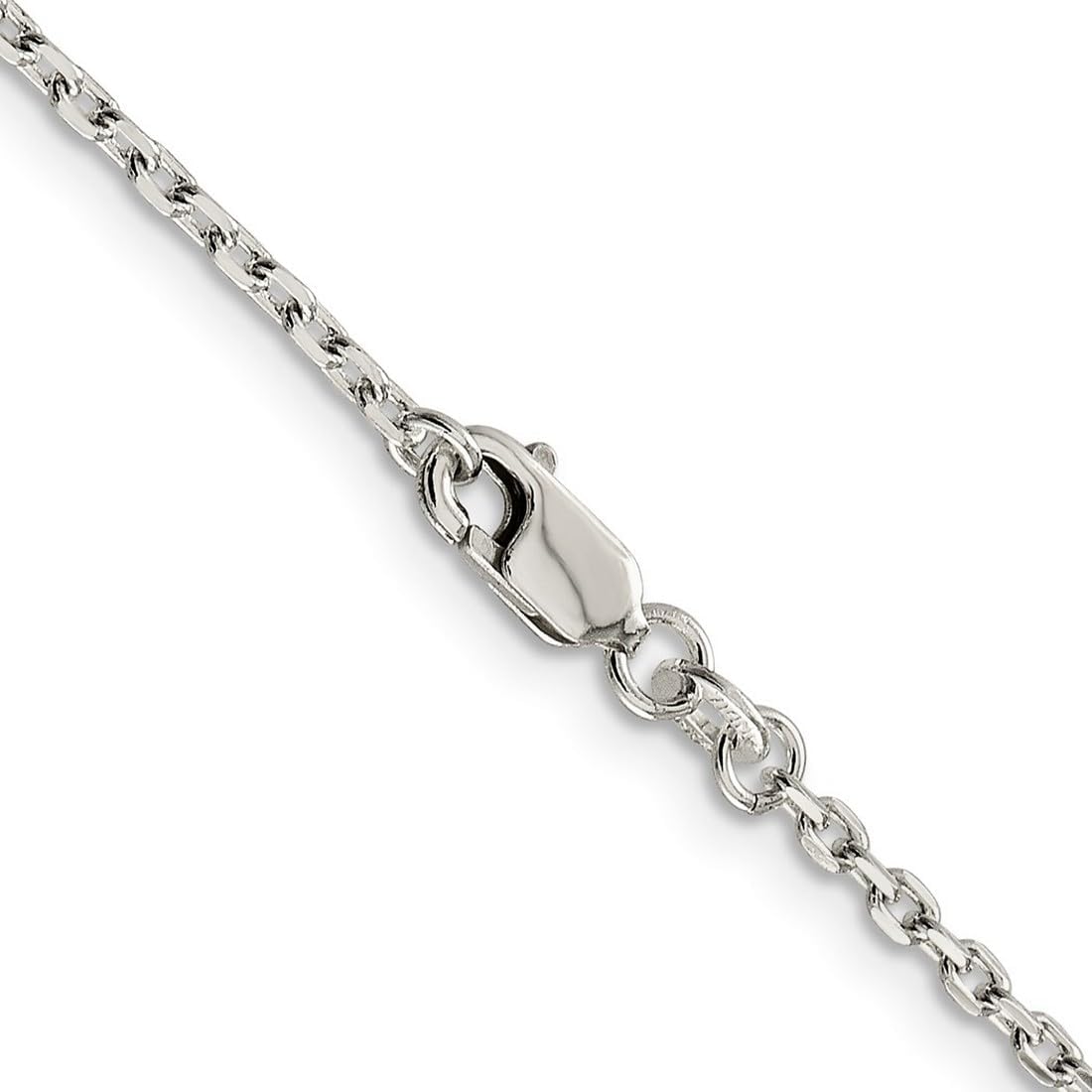 JewelryWeb 925 Sterling Silver Polished 2mm Cable Chain Necklace Lobster Claw Chain Necklace for Women and Men