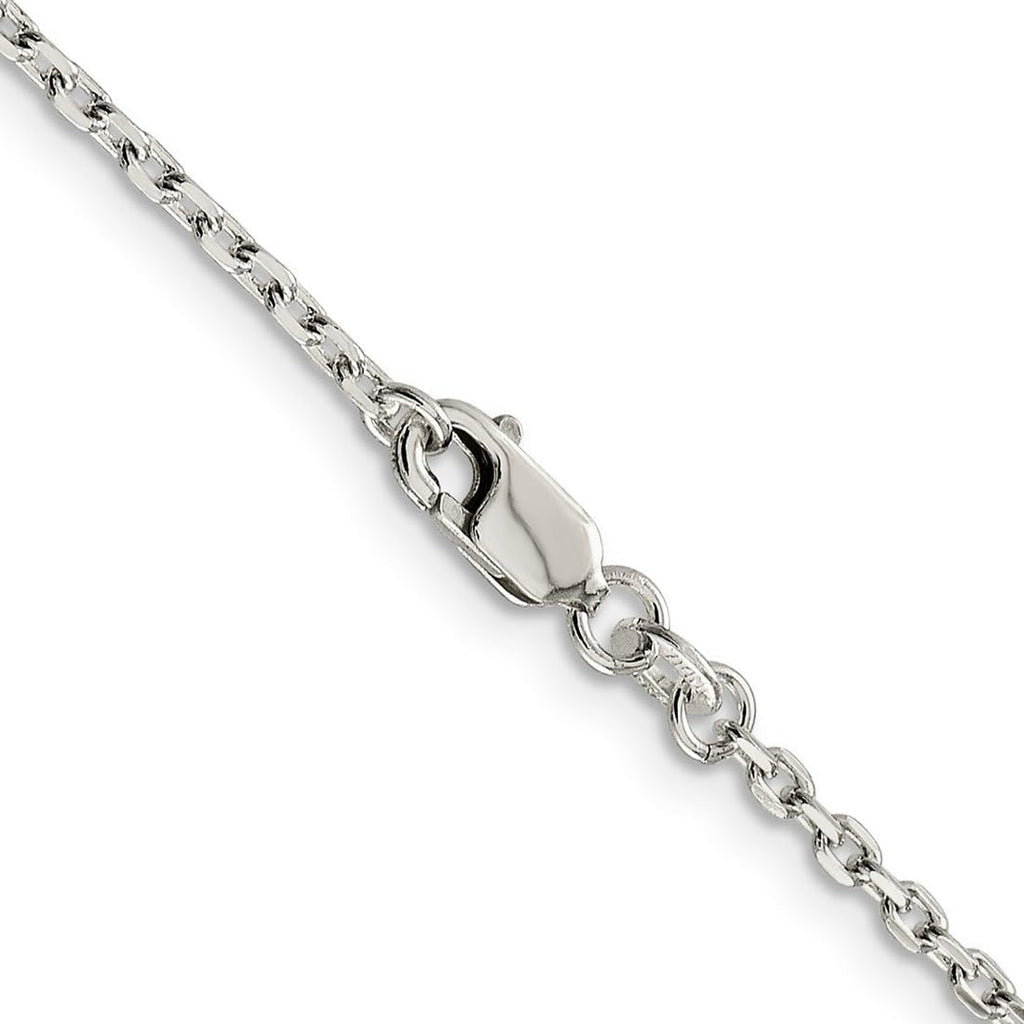 JewelryWeb 925 Sterling Silver Polished 2mm Cable Chain Necklace Lobster Claw Chain Necklace for Women and Men