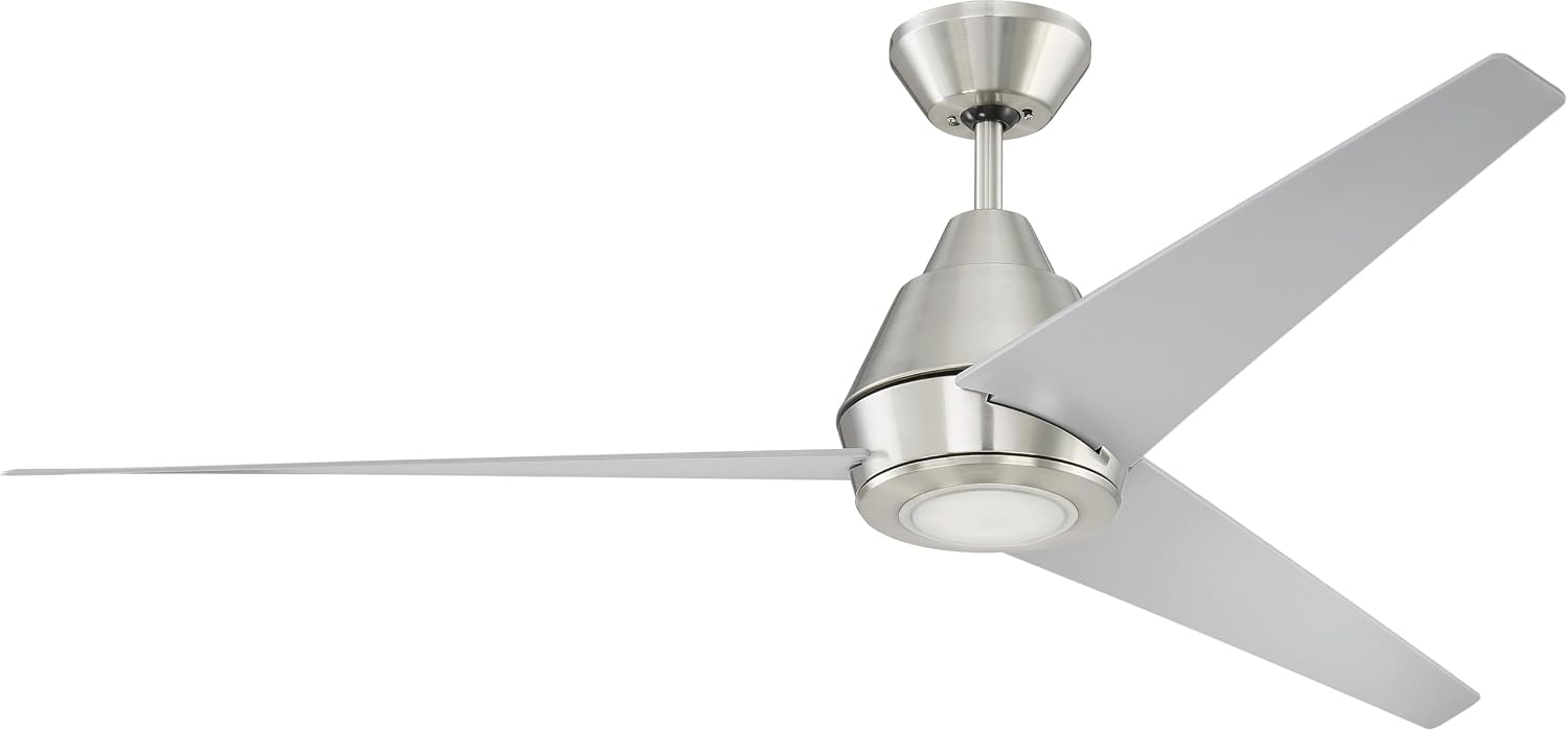 Craftmade Outdoor Ceiling Fan with LED Light ACA56BNK3 Acadian 56 Inch WET Patio with Wall Control, Brushed Nickel