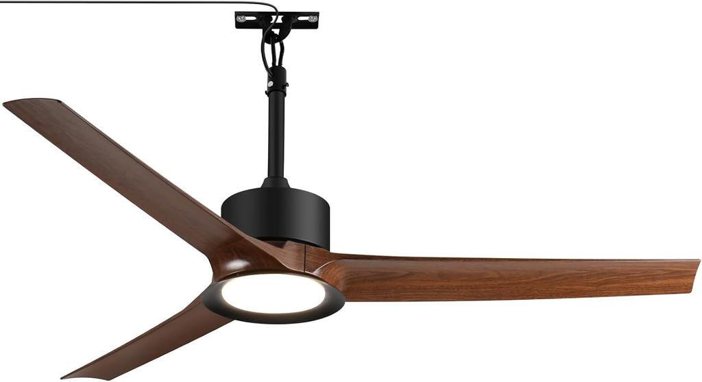 52 Inch Outdoor Ceiling Fan with Light and Remote, Reversible Waterproof Patio Fan for Gazebo Pergola Porch Deck Balcony, Wet Rated Plug-in Hanging Ceiling Fan for Outside