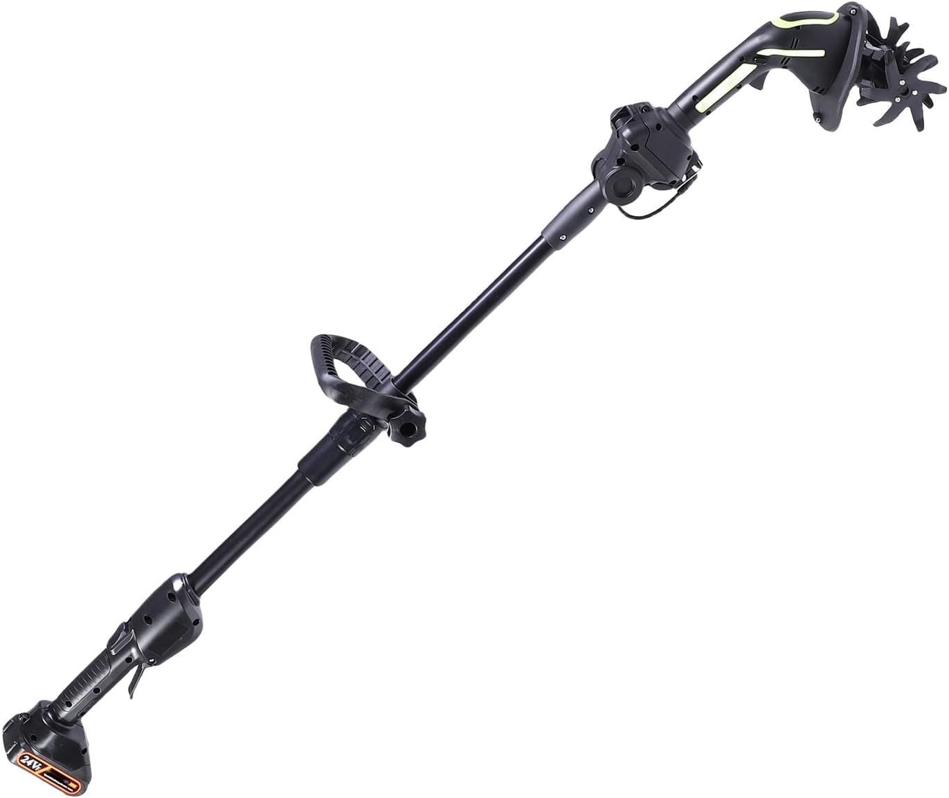 Zyyini Cordless Tiller, Rechargeable Electric Garden Cultivator, Pole Length 51.2 Inch, with 2 X 1500mAh Batteries, for Loosening Soil Weeding Lawn Gardening (US Plug)