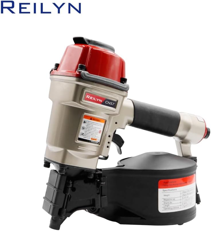 Coil Nail Gun CN57, 1-1/4 Inch to 2-1/4 inch Pneumatic Siding Nailer, 15 Degree Framing Coil Nailer for Pallet, Crating, Framing, Fencing