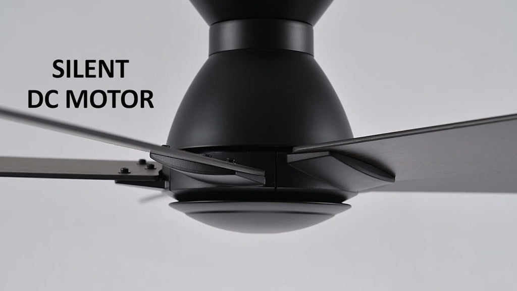 Carro 52 Inch Flush Mount Ceiling Fan without Lights, Black Ceiling Fan with Remote Low Profile, 10-Speed Reversible DC Motor, 5 Dual Finish Blades, Indoor for Bedroom