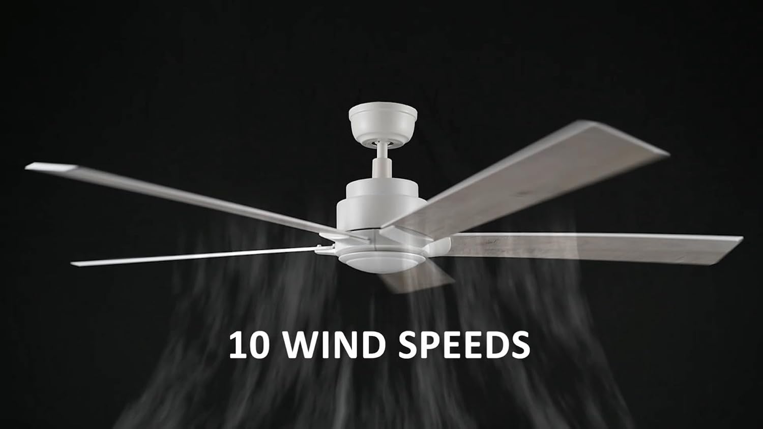 Carro 60 Inch Ceiling Fan without Lights, White Ceiling Fan with Remote Low Profile, 10-Speed Reversible DC Motor, 5 Wood Finish Blades, Indoor, for Bedroom