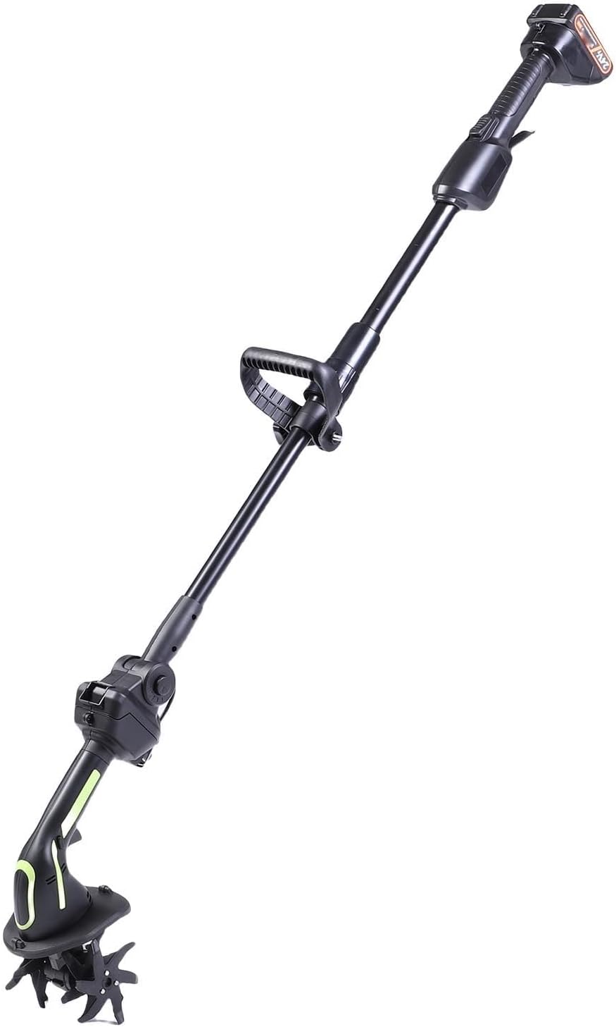 Dpofirs Cordless Garden Tiller, 235RPM Electric Garden Rototiller with 2 Batteries, 3.9 Inch Width Depth Cultivator for Lawn Gardening Soil Cultivation (US Plug)