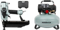 Bundle of Metabo HPT Finish Nailer | 16 Gauge Finish Nails - 1-Inch up to 2-1/2-Inch | Integrated Air Duster | 5-Year Warranty | NT65M2S + Metabo HPT Air Compressor, Pancake, 6-Gallon, 165 PSI, EC711S