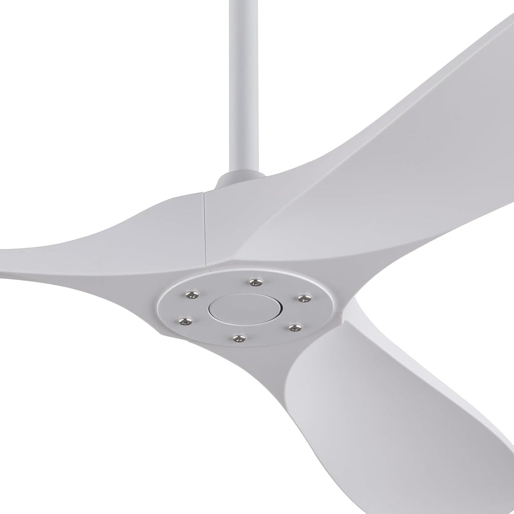60 Inch White Ceiling Fan with Remote Control, 6 Speed Energy Saving Quiet Reversible DC Motor, Modern White Ceiling Fans without Lights for Indoor Outdoor Bedroom Study Patios Courtyard