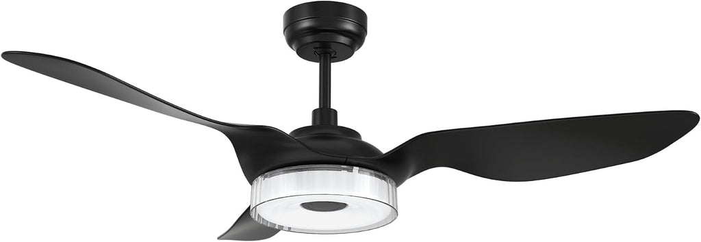 Carro 52' Ceiling Fan with Light and Remote, 10 Speeds Reversible Silent DC Motor Smart Ceiling Fan, 3 Light Colors Dimmable Indoor Outdoor, Compatible with Alexa, Siri & Google Home, Black
