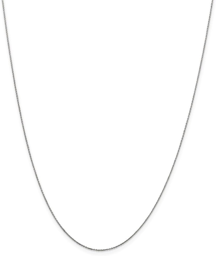 10k White Gold .5mm Solid Diamond-Cut Cable Chain Necklace