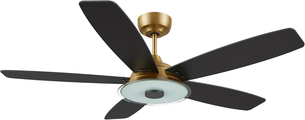 ARRO 52' Smart Ceiling Fan With 3 Light Colors Dimmable, Reversible DC Motor With 10 Speeds, Compatible with Alexa, Siri & Google Home & APP, Gold & Black