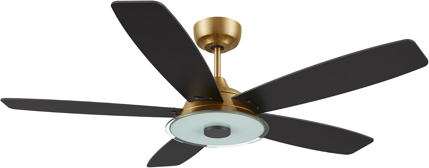 ARRO 52' Smart Ceiling Fan With 3 Light Colors Dimmable, Reversible DC Motor With 10 Speeds, Compatible with Alexa, Siri & Google Home & APP, Gold & Black
