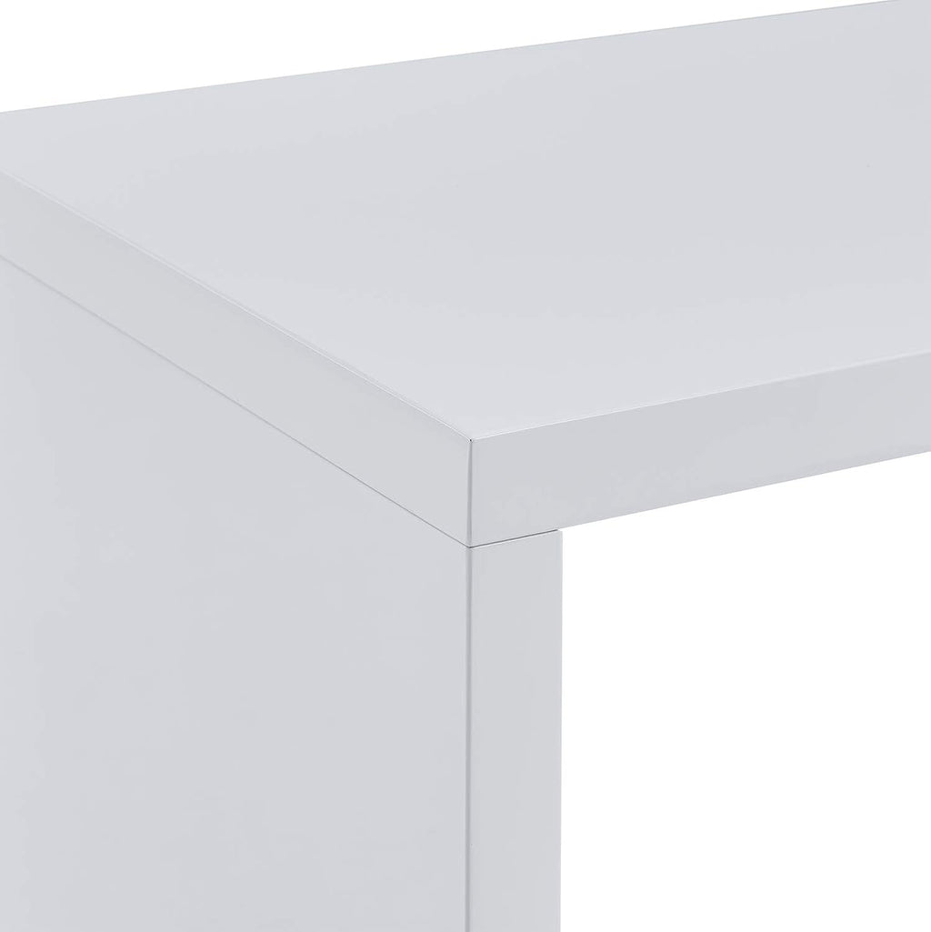 SEI Furniture Yates Multifunctional Corner/L Desk w/ Shelves, White-chrome