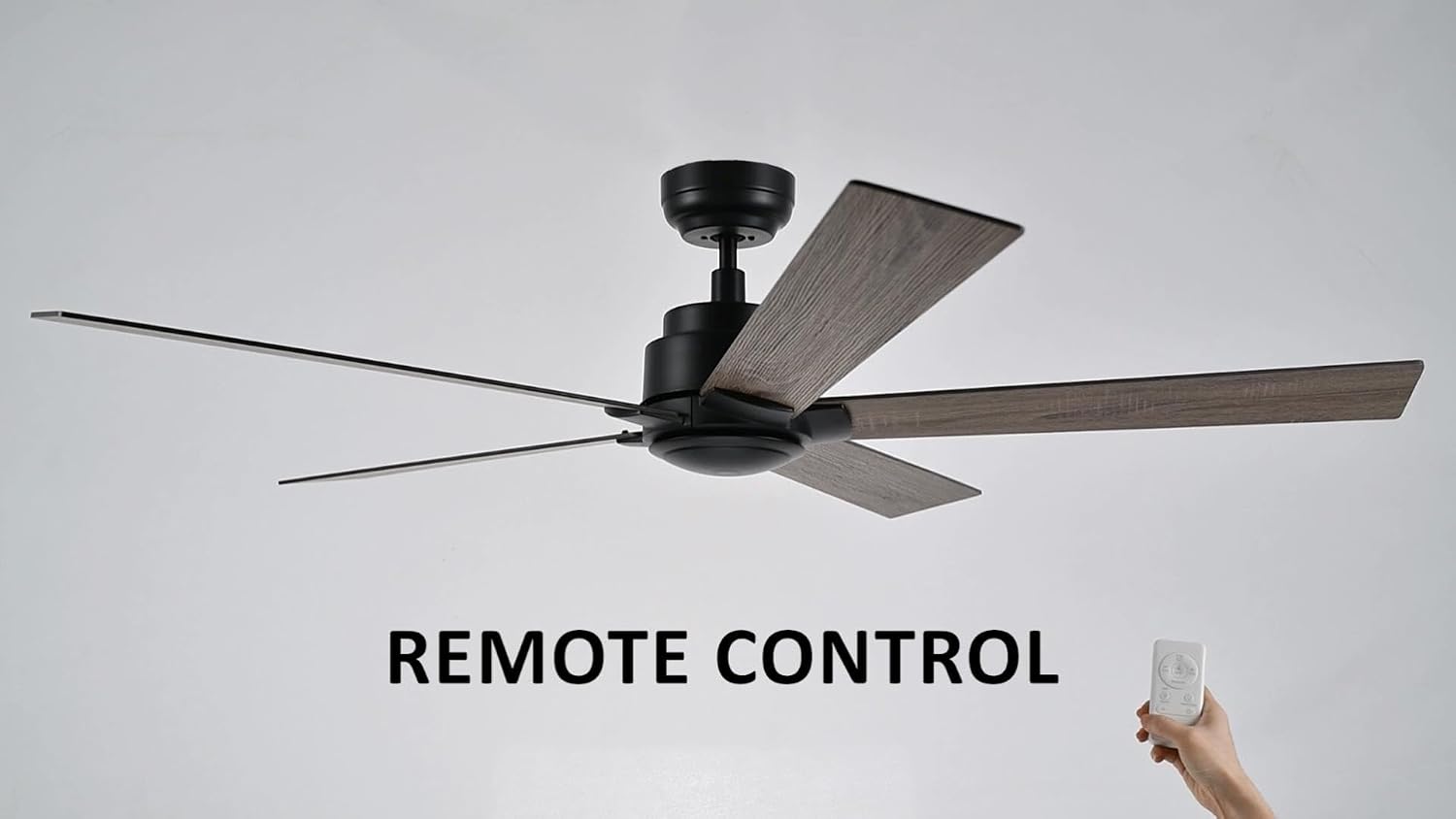Carro 60 Inch Ceiling Fan without Lights, Black Ceiling Fan with Remote Low Profile, 10-Speed Reversible DC Motor, 5 Dual Finish Blades, Indoor, for Bedroom
