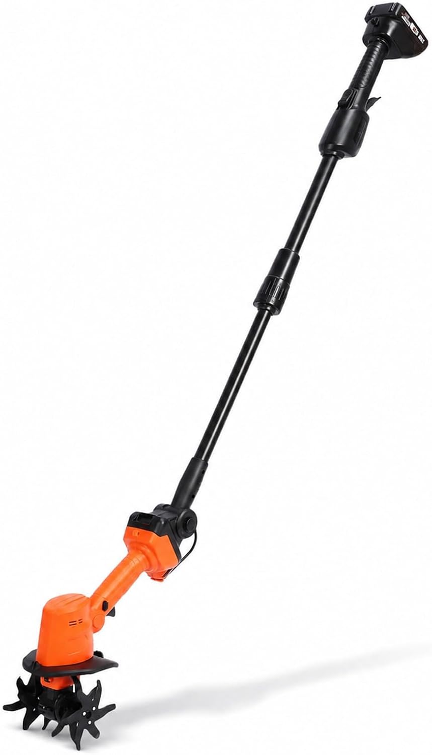 Cordless Mini Tiller Cultivator 4in Working Width with 2 X 1.5Ah Batteries, Electric Gardening Tool - Fast 235RPM, Lightweight Ergonomic Design for Lawns and Greenhouses