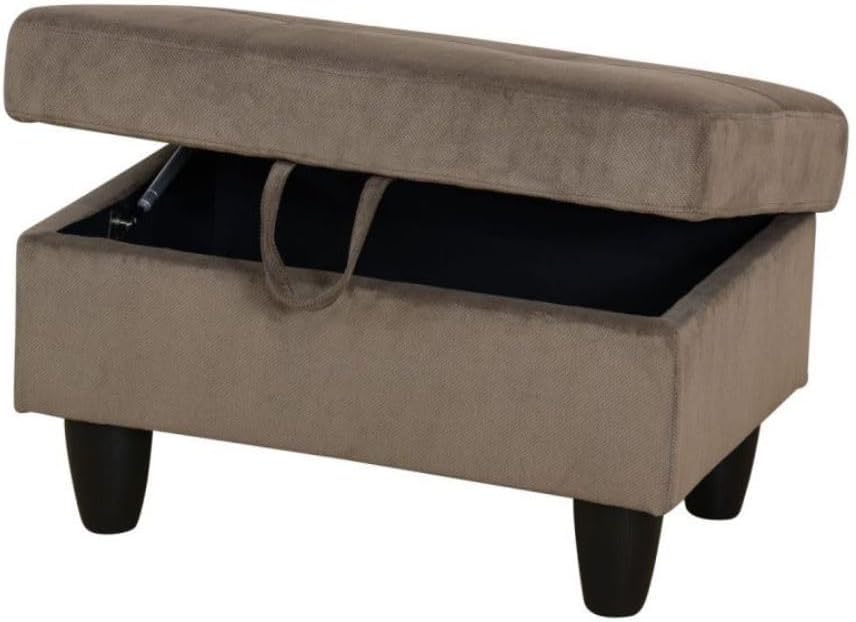 Ottoman Storage Ottoman Bench Corduroy Footrest Footstool with Hinged Lid for Living Room, Bedroom, Entryway, Brown, 28.5'X19'X17.5'