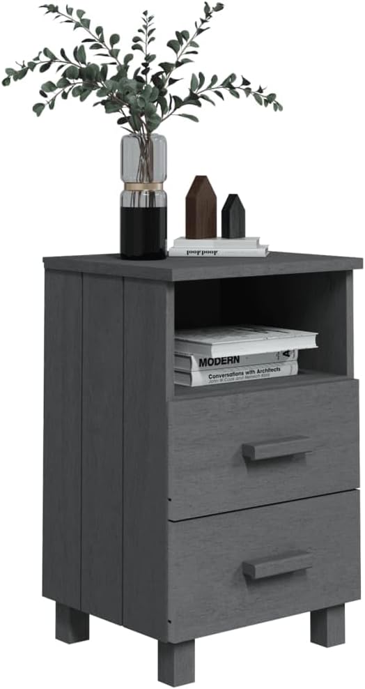 Bedside Cabinet with Two Drawers and an Open Compartment, 24.4' Tall Bedside Table Wooden Cabinet for Home, Office, 15.7'x13.8'x24.4',-950