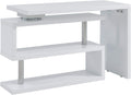 SEI Furniture Yates Multifunctional Corner/L Desk w/ Shelves, White-chrome