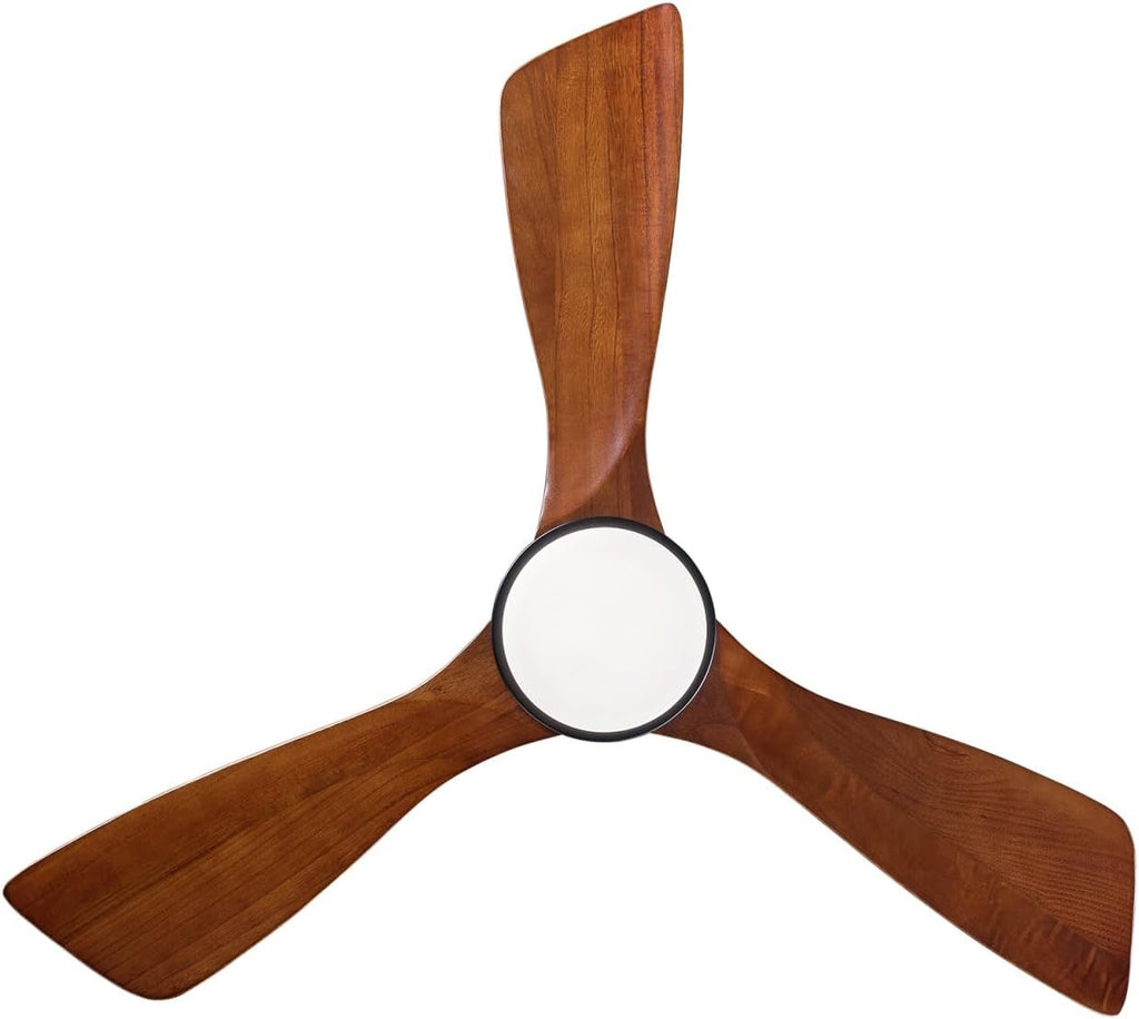 42 Inch Ceiling Fan with Lights and Remote, Outdoor Ceiling Fan for Patios 3 Blades Modern Noiseless Reversible DC Motor, Wood Fan for Farmhouse, Black
