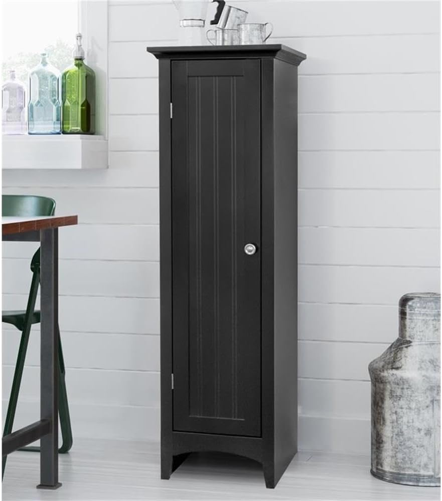 OS Home and Office Furniture 15' 1-Door Wood Kitchen Storage Pantry in Black