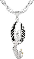 US Jewels Men's 925 Sterling Silver 47.5mm Flying Phoenix Pendant Necklace, 22in to 26in