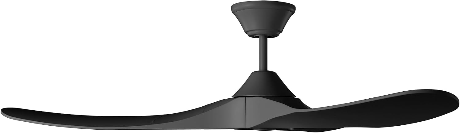 Generation Lighting 3MGMR60MBK-V2 Maverick Coastal Ceiling Fan with Remote Control, Wet Rated Indoor Outdoor Fan, High CFM with 3 Blades, 6 Speeds (Midnight Black with Midnight Black Blades, 60-Inch)