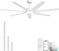 Smart Outdoor Ceiling Fan for patio with Lights Wet Rated, 65 inch High CFM Modern White Ceiling Fan with Alexa/Remote/App Control, Waterproof outdoor Fan for Living Room Exterior Porch Gazebo Garage
