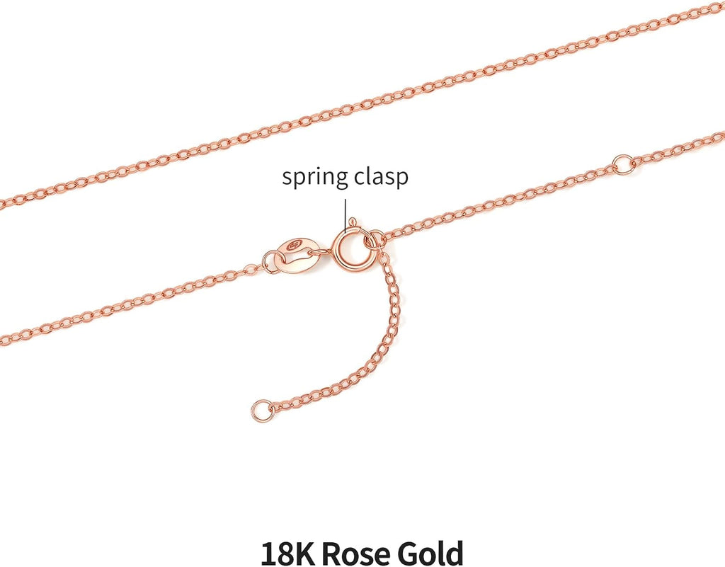 ZHOU LIU FU 18K Gold Chain Necklace for Women Cable Necklaces Dainty Choker Adjustable Thin Chains Trendy Layered Sturdy Jewelry Spring Clasp Simple Shiny Real Gold Gift