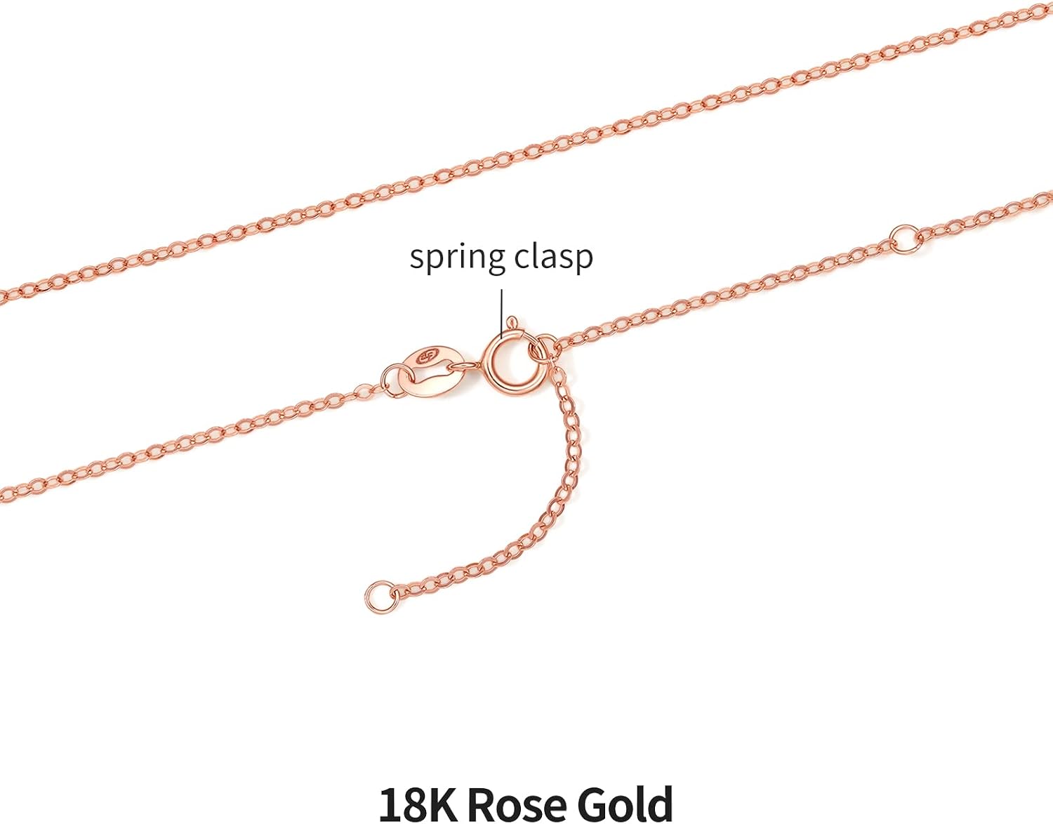 ZHOU LIU FU 18K Gold Chain Necklace for Women Cable Necklaces Dainty Choker Adjustable Thin Chains Trendy Layered Sturdy Jewelry Spring Clasp Simple Shiny Real Gold Gift