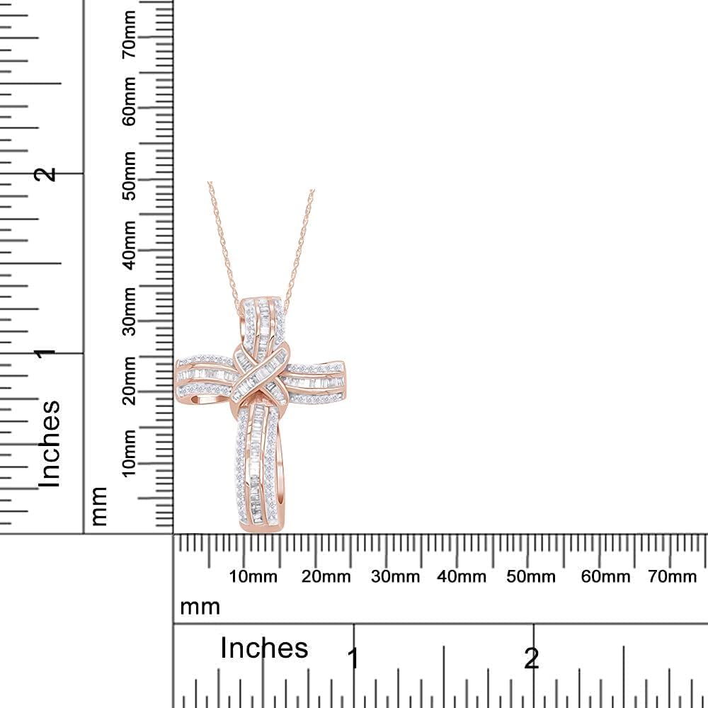 Infinity Cross Diamond Pendant Necklace for Women & Men, 1.00 Cttw Natural or Lab-Grown Diamond in 14K Gold Over 925 Sterling Silver, Religious Christian Jewelry Gift with 18' Chain