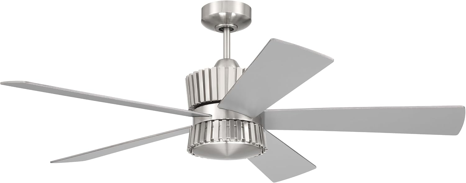 Craftmade 52' Theiry in Brushed Polished Nickel Finish Ceiling Fan with Optional LED Light Kit, Remote Control Included, Smart WiFi Enabled w/Voice Activation, works w/Alexa & Smart Home Devices