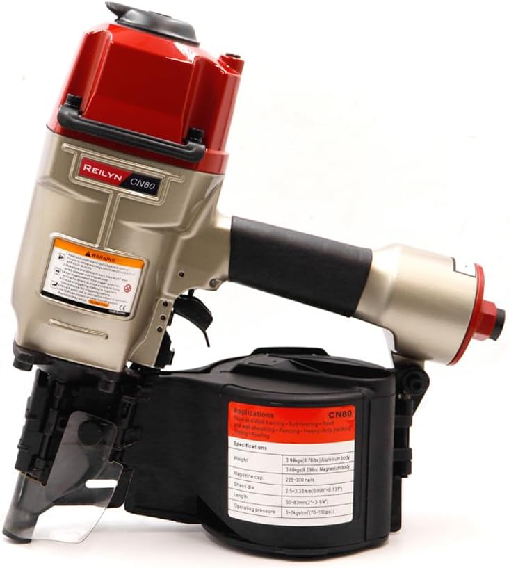 Roofing Nail Gun CN80, 2 inch to 3-1/4-inch 15 Degree Pneumatic Siding Nail Gun for Siding Sheathing Wooding Fencing Decking Roofing Professional Pallet Nailer