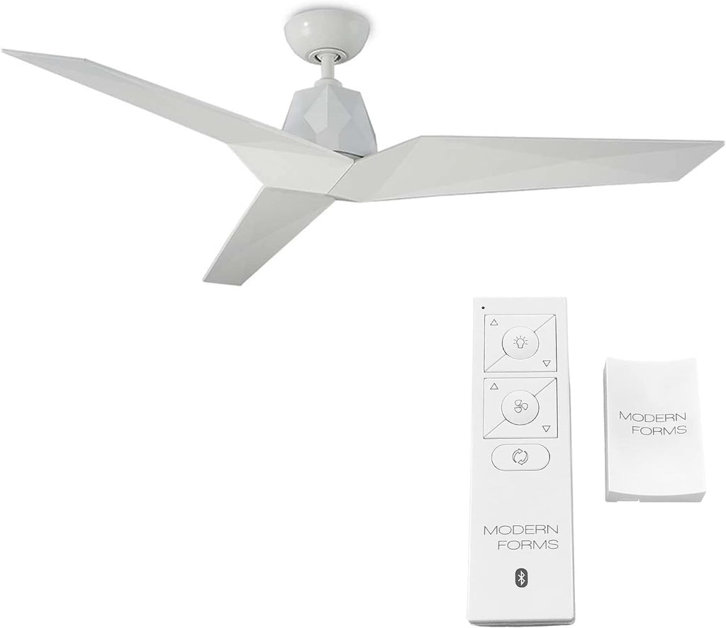 Modern Forms Vortex Smart Indoor and Outdoor 3-Blade Ceiling Fan 60in Gloss White with Remote Control works with Alexa, Google Assistant, Samsung Things, and iOS or Android App