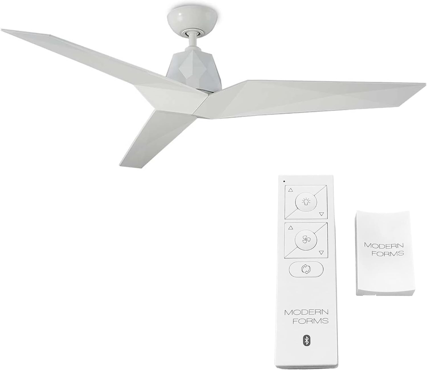 Modern Forms Vortex Smart Indoor and Outdoor 3-Blade Ceiling Fan 60in Gloss White with Remote Control works with Alexa, Google Assistant, Samsung Things, and iOS or Android App