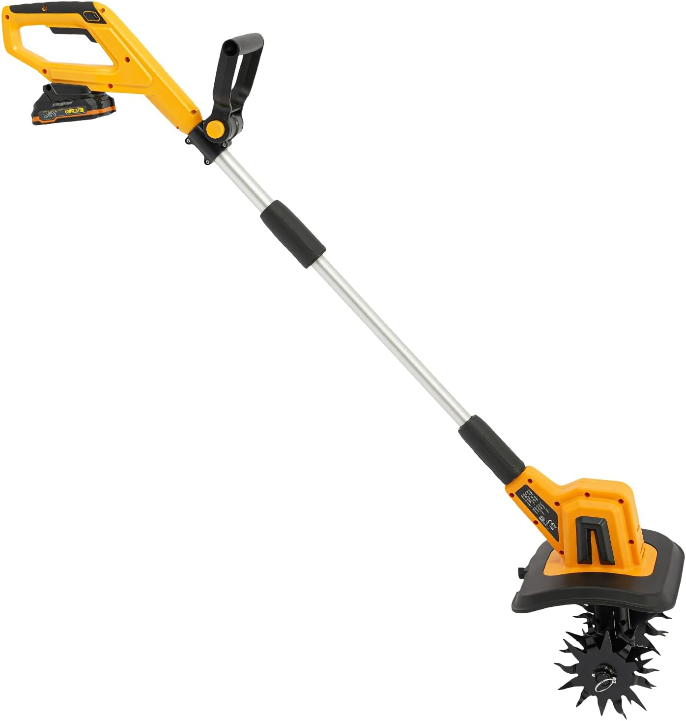 Cordless Tiller Cultivator,300W 270RPM Lightweight Electric Garden Tiller with 2.0Ah Batteries & Charger, 9' Width,Extended Rod Length 58.26', Portable Rototiller for Lawn/Gardening/Soil Cultivation