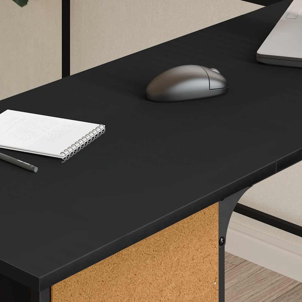 L Shaped Computer Desk with Storage Space, Corner Desk L-Shaped Desk PC Desks, PC Work Table for Home Office, Black 55.5'x55.5'x29.5' Engineered Wood,-327