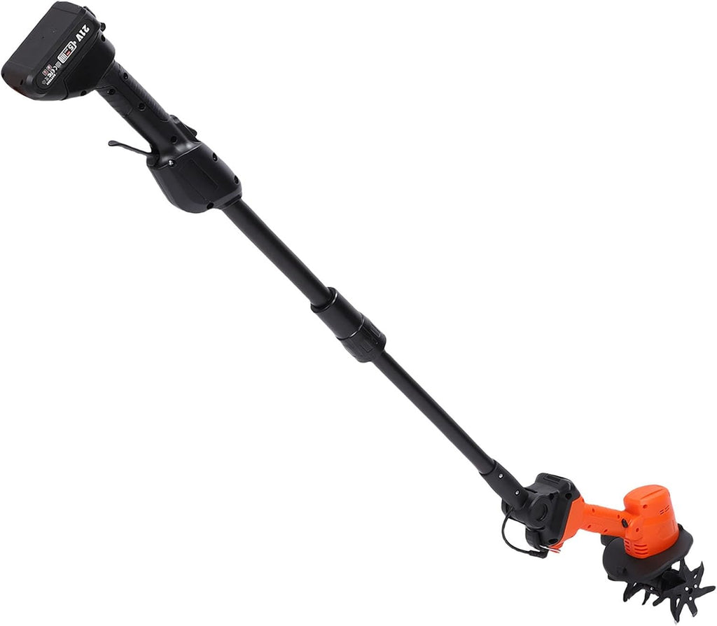 AUNMAS Cordless Mini Tiller, Powerful Tilling Performance with 4 Manganese Steel Tines 1.5Ah Battery, Lightweight Ergonomic Design for Gardening Loosening Soil Weeding Trenching (US Plug)