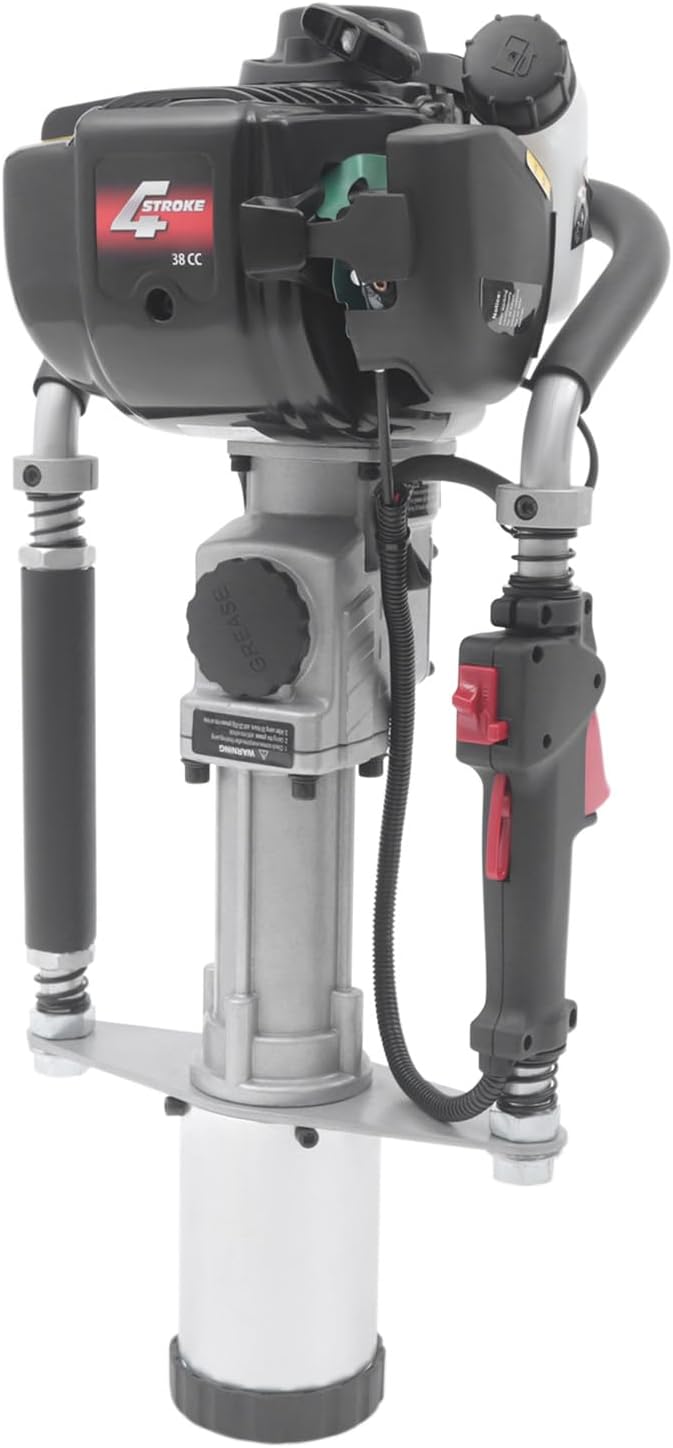 32.6CC 2 Stroke Gas Powered T-Post Driver, 0.9KW Gas Post Pounder Pile Driver, Single Cylinder Air Cooled Fence Post Driver with Hand Pull Start & 0.23 Gal Fuel Tank for Gardening (4-Stroke/ 37.7CC)