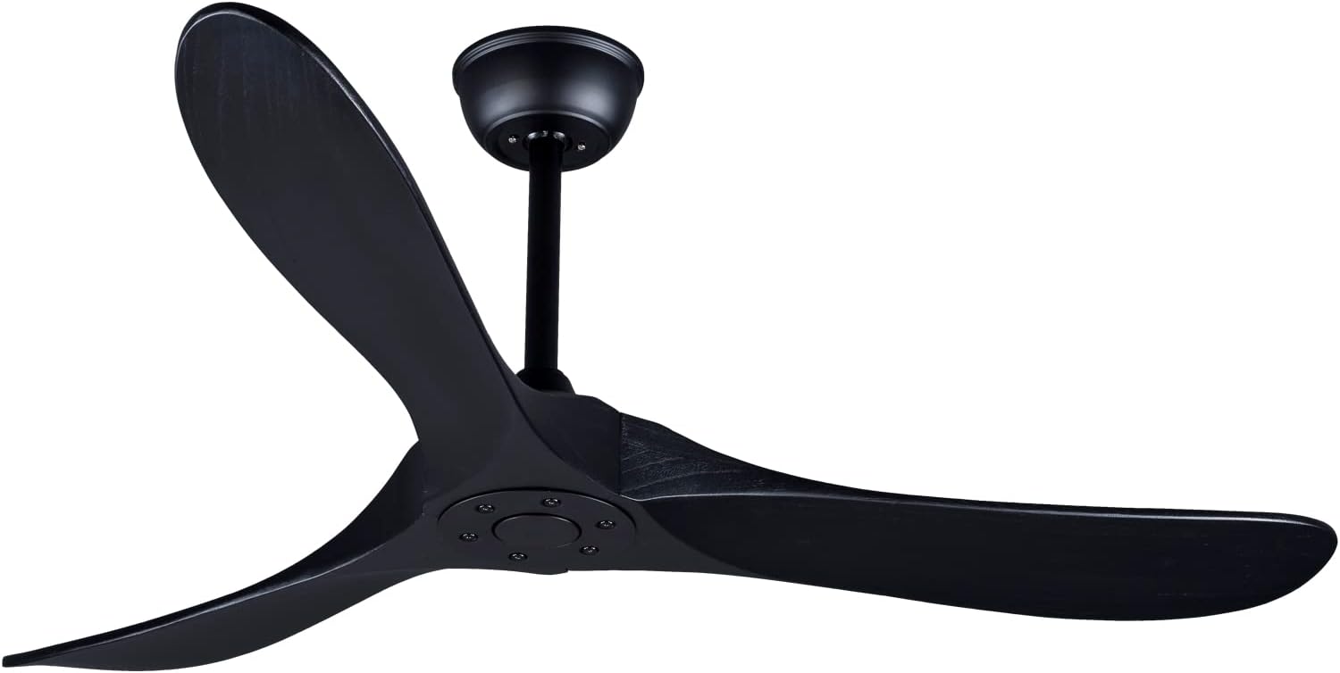 Bigzone 52' Outdoor/Indoor Black Ceiling Fans Without Lights with Remote Control, Energy Efficient DC Motor 27W, Smart Ceiling Fan With Reversible Blades