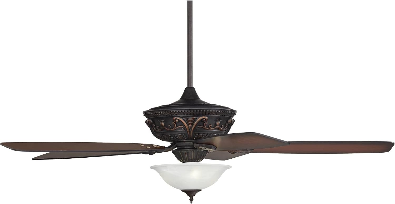 Casa Vieja 60' Montego Industrial Rustic Indoor Ceiling Fan with LED Light Oil Rubbed Bronze Teak Alabaster Glass Bowl for Living Kitchen Home Kids Room Office Bedroom Family Dining House