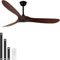 52-Inch Outdoor Ceiling Fan no Light, Walnut Wood Blades,Quiet Operation with Large Airflow,Outdoor Ceiling Fan without Light for Bedroom,Living Room,Porch. (Dark Walnut, 52 inch)