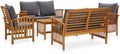 5 Piece Patio Furniture Sofa Set with Cushions, Outdoor Solid Acacia Wood Patio Conversation Table Chair Set for Garden, Backyard, Poolside,-518